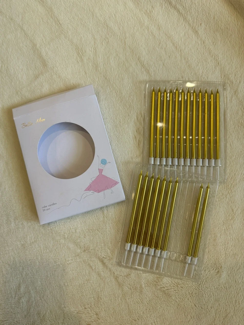 Bella Mer Gold Cake Candles - Pack of 24